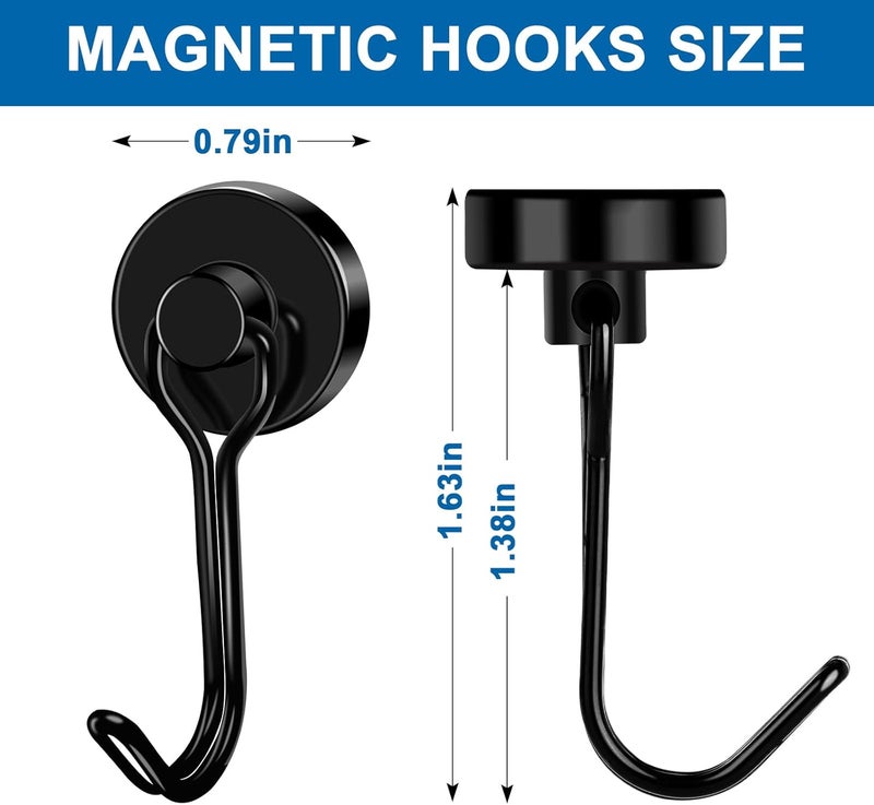 LOVIMAG Hooks, 40lbs+ Magnetic Magnet Hook 2026 Cruise Cabin Ship Essentials Heavy Duty Strong Refrigerator Fridge Hanging for Classroom Beach Vacation Kitchen Grills Home Mug Hanger (6 Pack), Black - Image 3